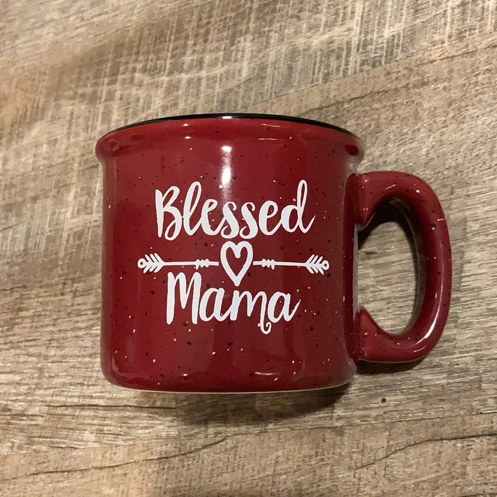 Mware Blessed Mama Red speckled coffee mug 10 oz - Picture 2 of 8